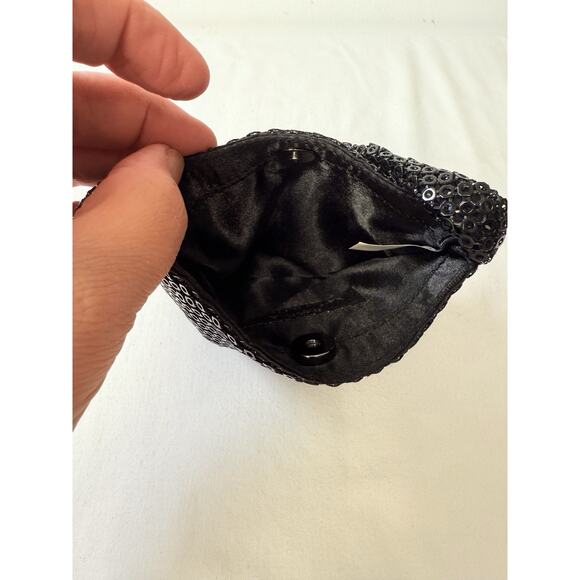 Jessica McClintock Black Sequin Evening Purse /Handbag - Picture 4 of 7